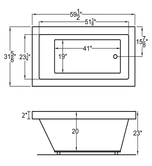 Atlantis Whirlpools Venetian 32 x 60 Rectangular Soaking Bathtub 3260VN