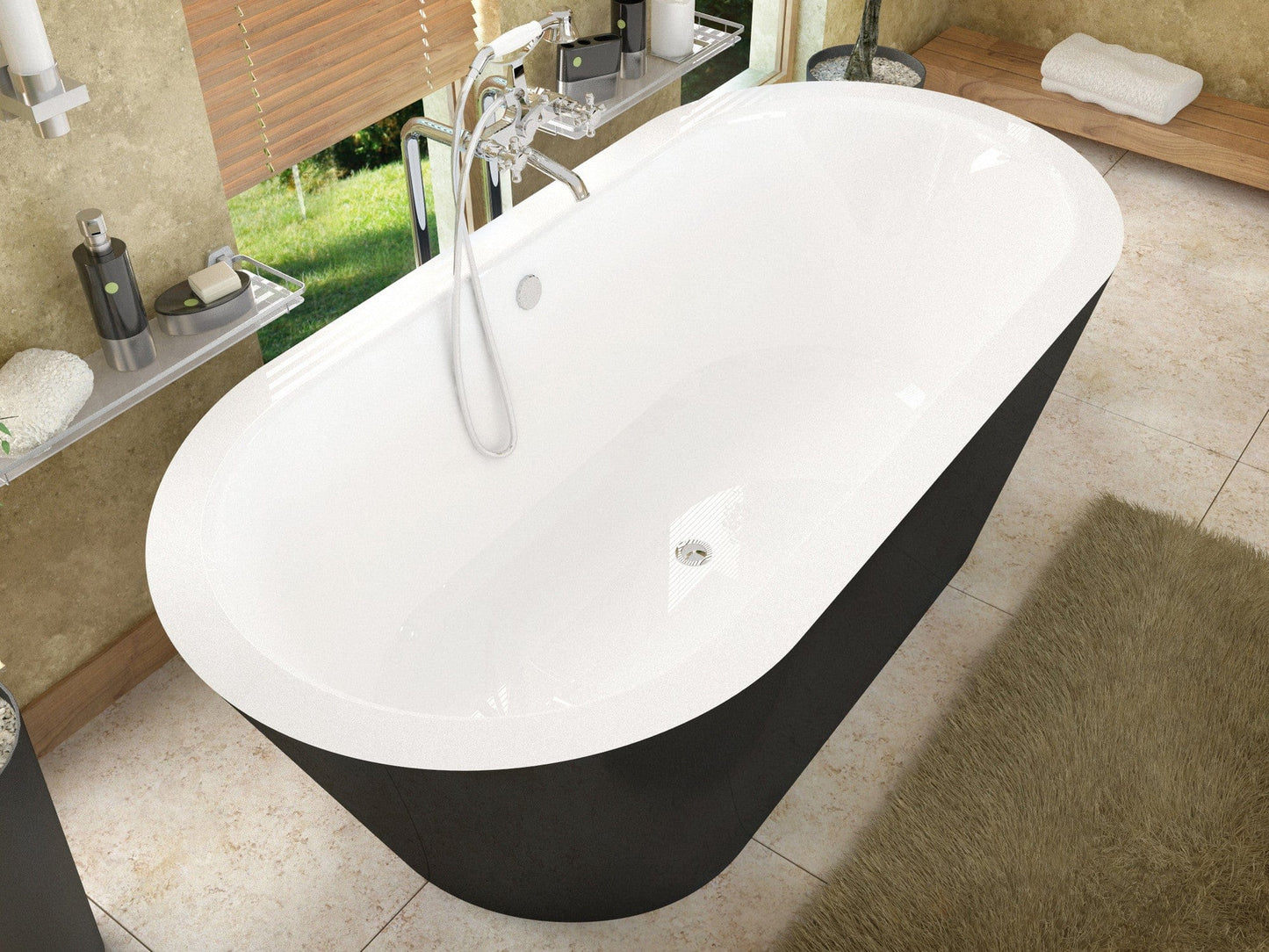 Atlantis Whirlpools Valley 32 x 65 Freestanding One Piece Soaker Tub with Center Drain 3265VY