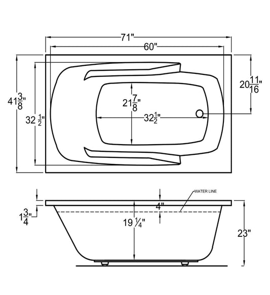 Atlantis Whirlpools Polaris 42 x 72 Rectangular Soaking Bathtub 4272P