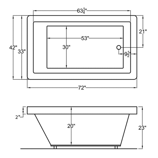 Atlantis Whirlpools Venetian 42 x 72 Rectangular Soaking Bathtub 4272VN