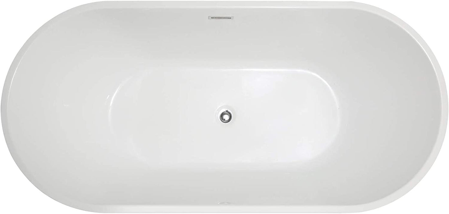 Anzzi Brand FT-AZ098 Chand 67 in. Acrylic Flatbottom Freestanding Bathtub in White