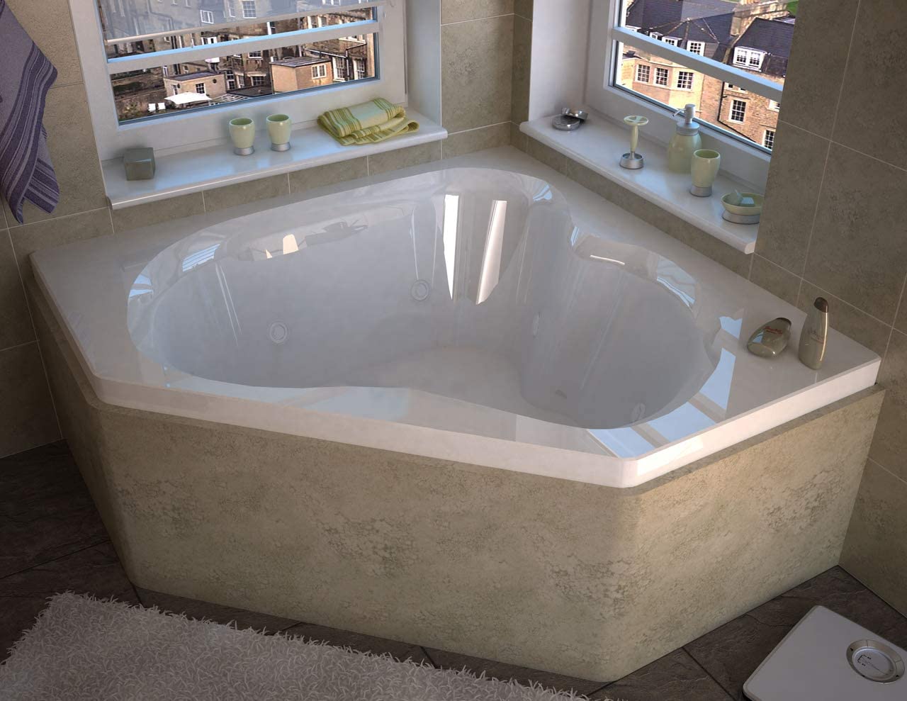 Atlantis Whirlpools Cascade 60 x 60 Corner Whirlpool Jetted Bathtub 6060CWR