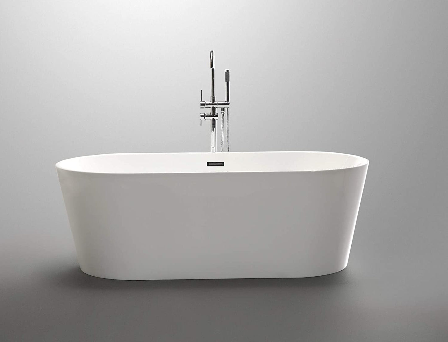 Anzzi Brand FT-AZ098 Chand 67 in. Acrylic Flatbottom Freestanding Bathtub in White