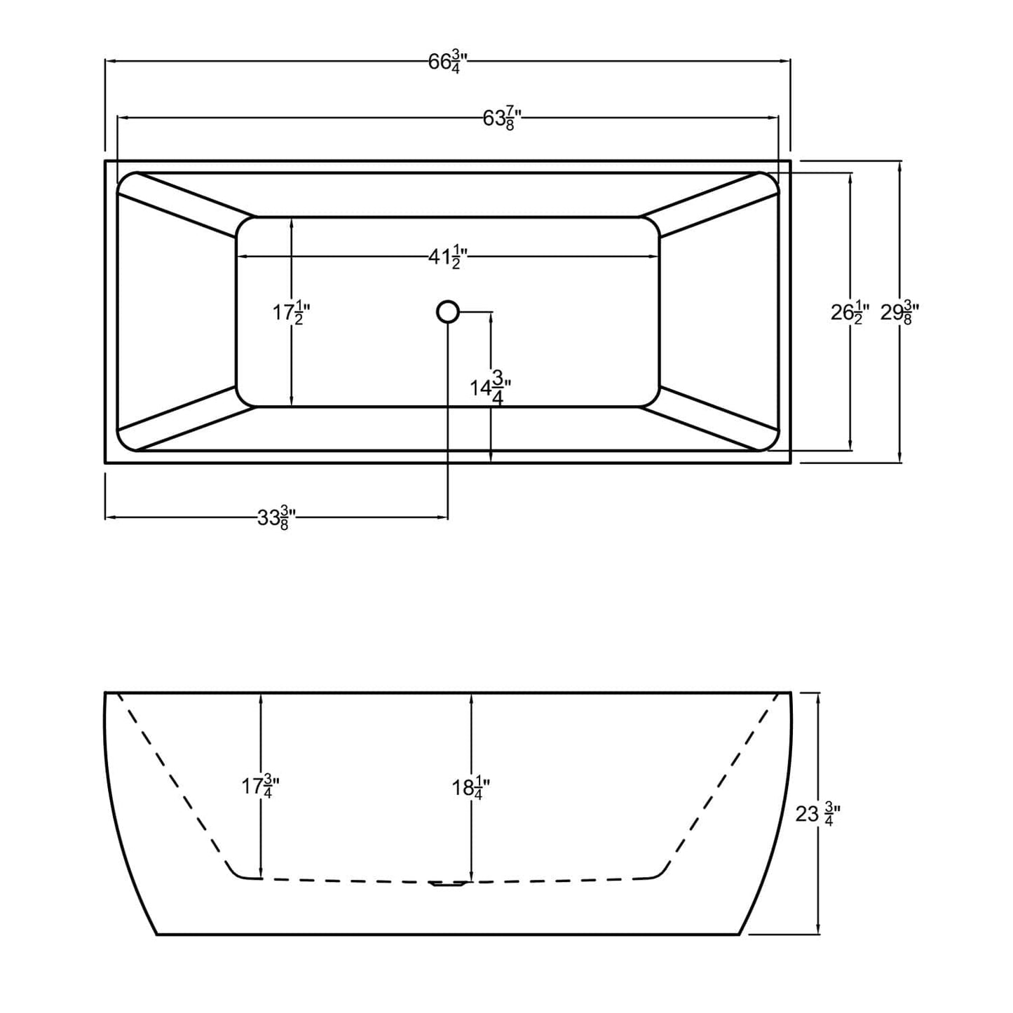 Atlantis Whirlpools Renard 30 x 67 Rectangle Acrylic Freestanding Bathtub 6730RNSXCWXX