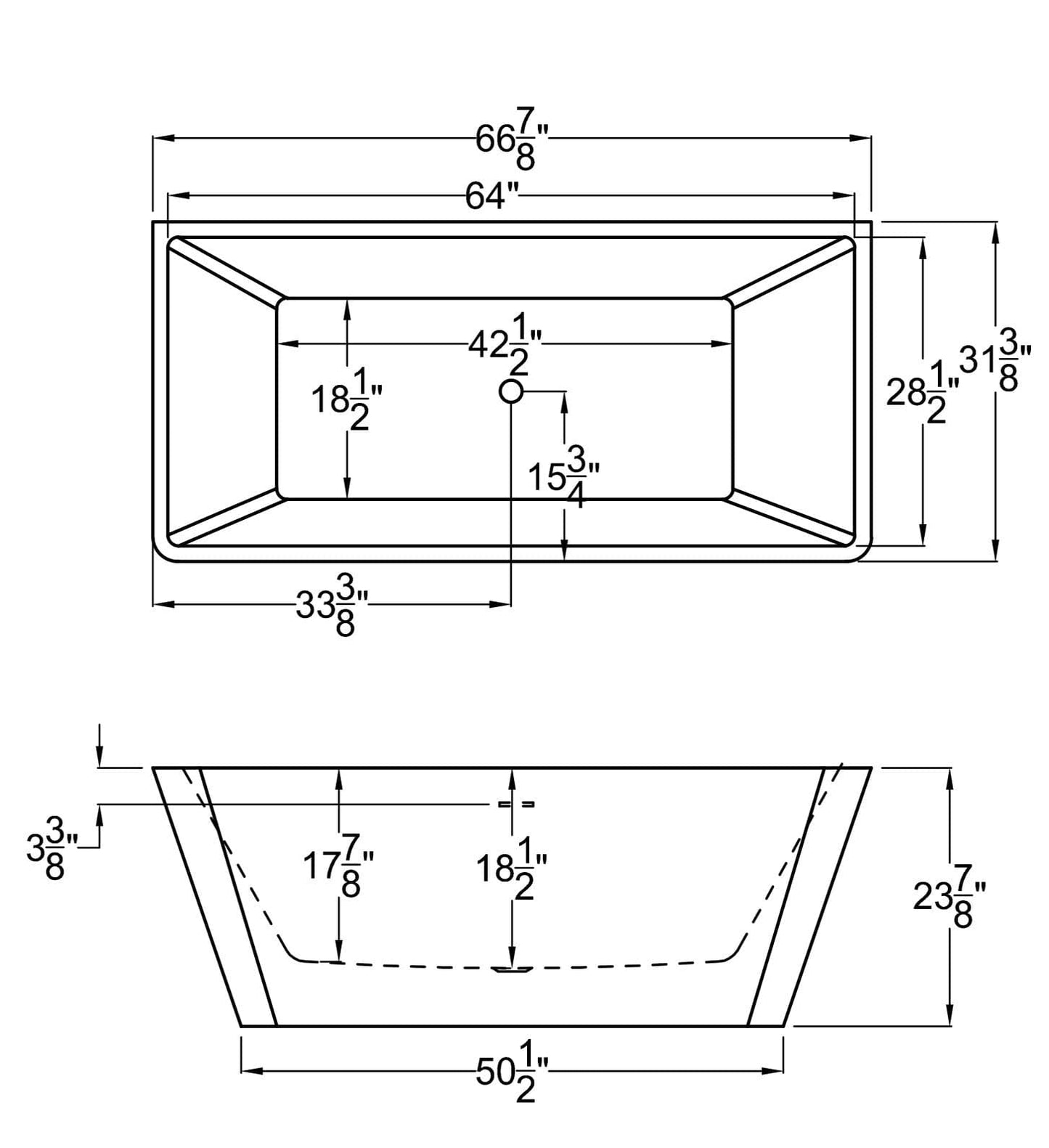 Atlantis Whirlpools Lyvia 32 x 67 Rectangle Acrylic Freestanding Bathtub 6731LYSXCWXX