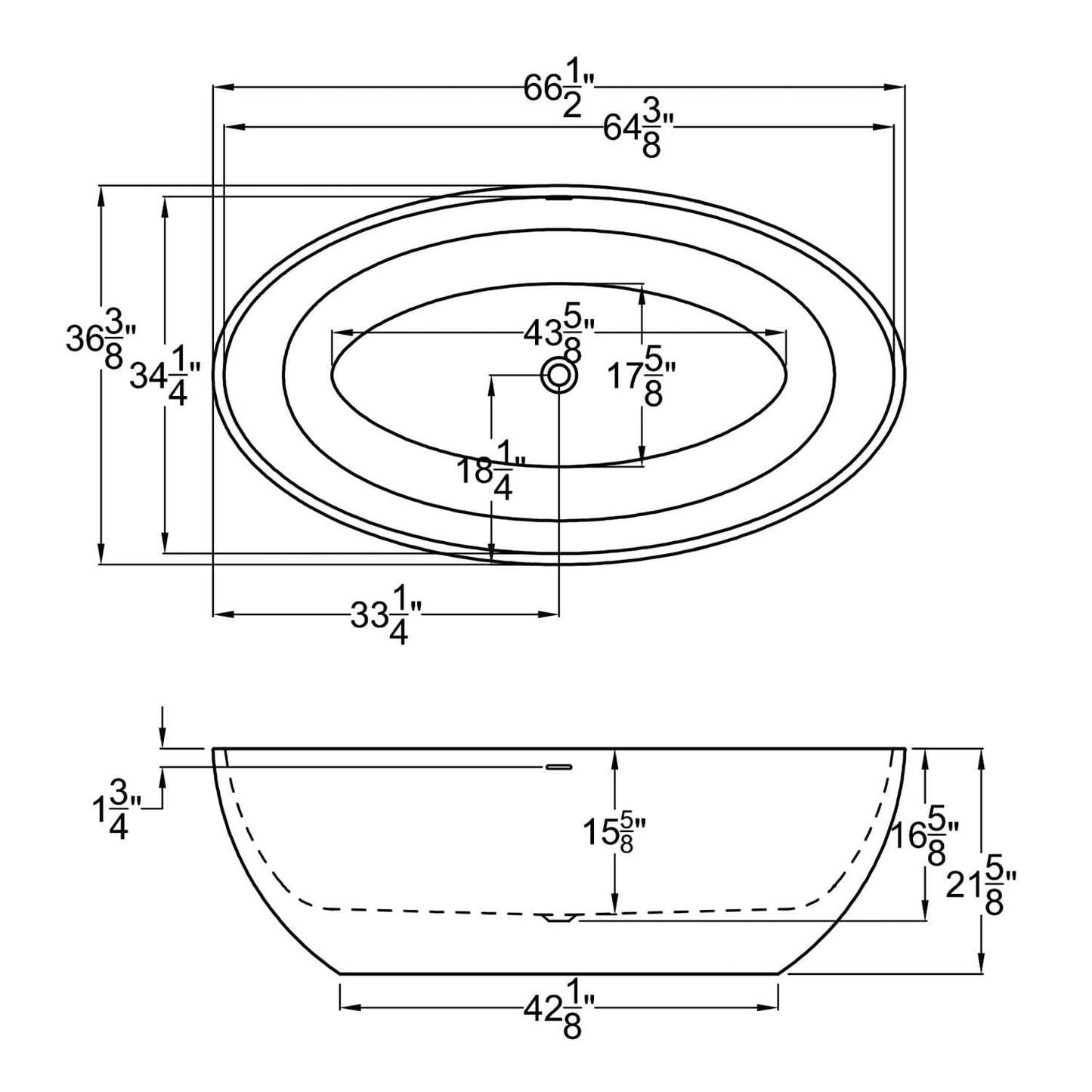 Atlantis Whirlpools Marquis 37 x 67 Artificial Stone Freestanding Bathtub 6736MQSXCWXX