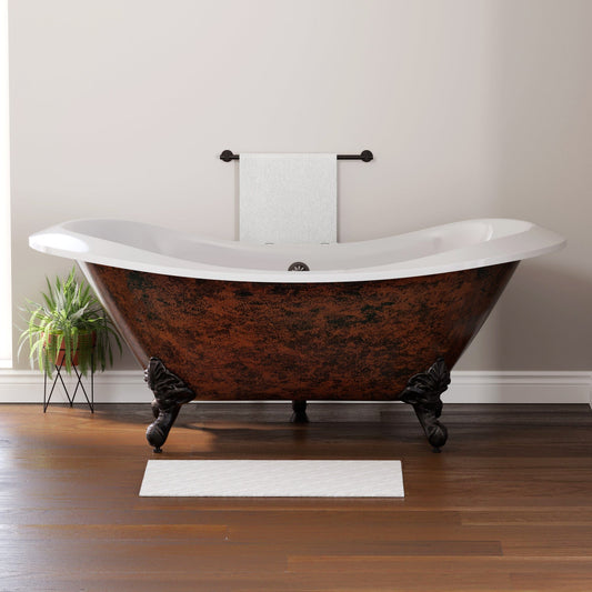 Cambridge Plumbing Copper Bronze Extra Large Acrylic Double Slipper Clawfoot Tub with deckmount faucet holes ADESXL-DH-ORB-CB