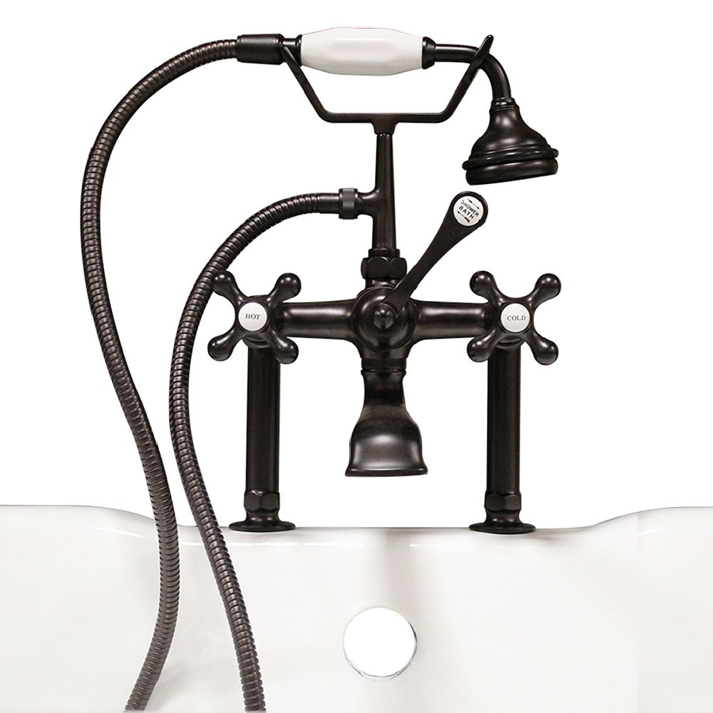 Cambridge Clawfoot Tub 6" Deck Mount Brass Faucet with Hand Held Shower-Oil Rubbed Bronze  CAM463D-6-ORB