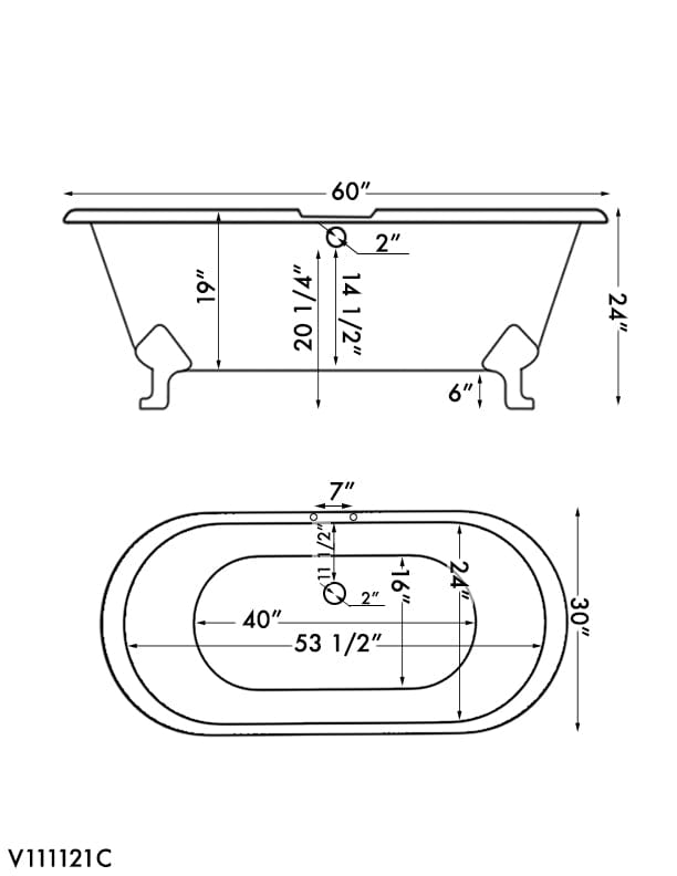 Cambridge Plumbing Cast Iron Double Ended Clawfoot Tub 60" X 30" with  7" Deck Mount Faucet Drillings and British Telephone Style Faucet Complete Brushed Nickel Plumbing Package With Six Inch Deck Mount Risers DE60-463D-6-PKG-BN-7DH