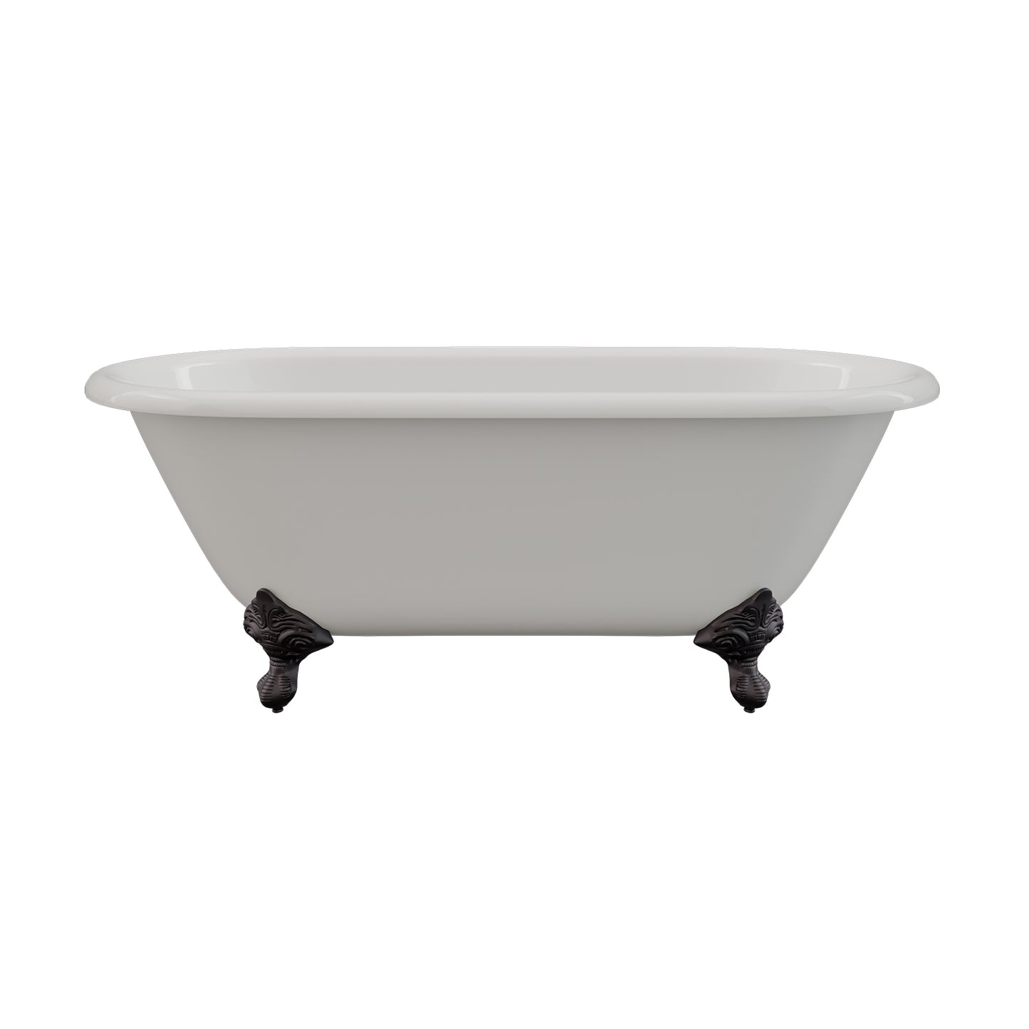 Cambridge Plumbing Cast Iron Double Ended Clawfoot Tub 60" X 30" with No Faucet Drillings and Oil Rubbed Bronze Feet DE-60-NH-ORB