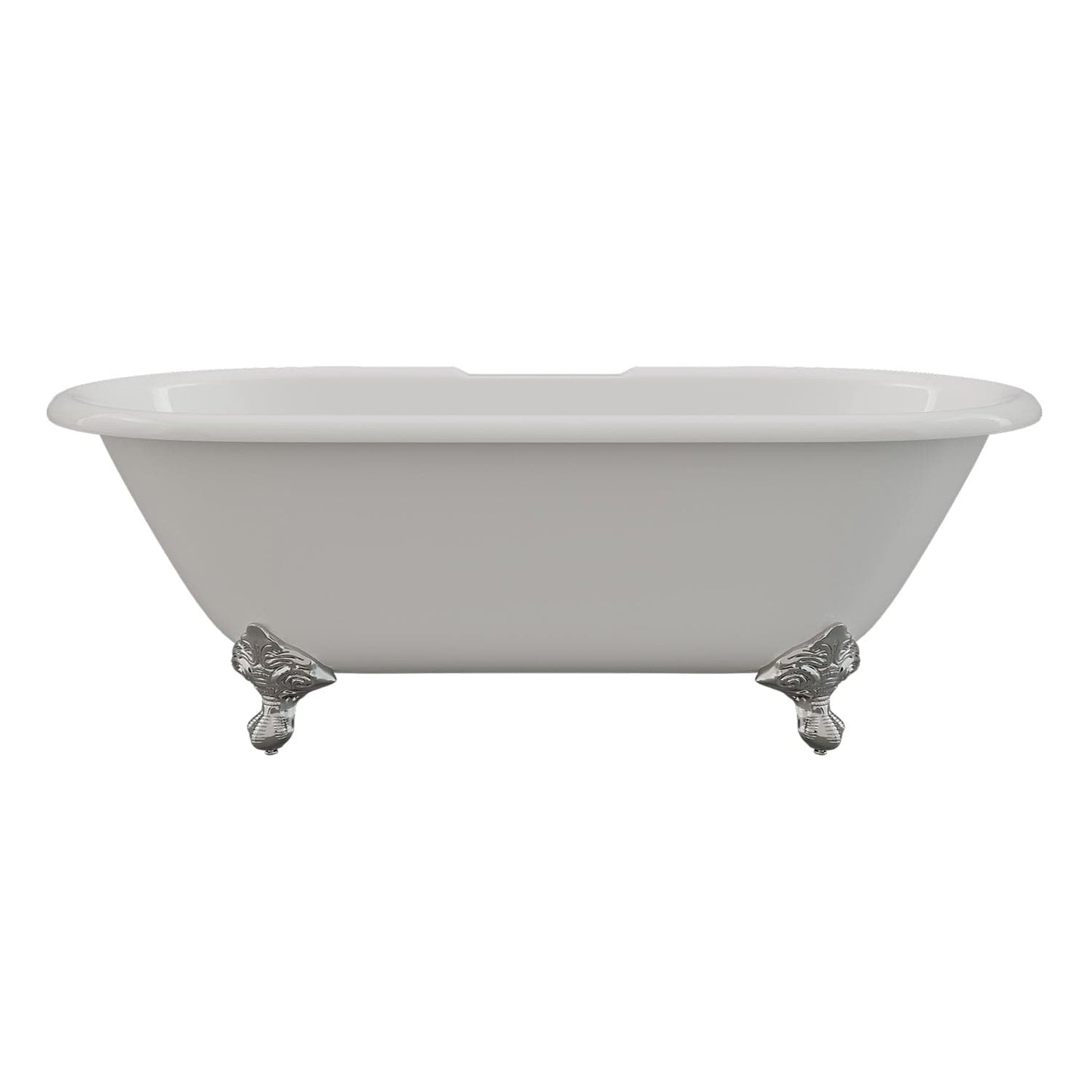 Cambridge Plumbing Cast Iron Double Ended Clawfoot Tub 67" X 30" with 7" Deck Mount Faucet Drillings and Complete Polished Chrome Plumbing Package With Six Inch Deck Mount Risers DE67-463D-6-PKG-CP-7DH