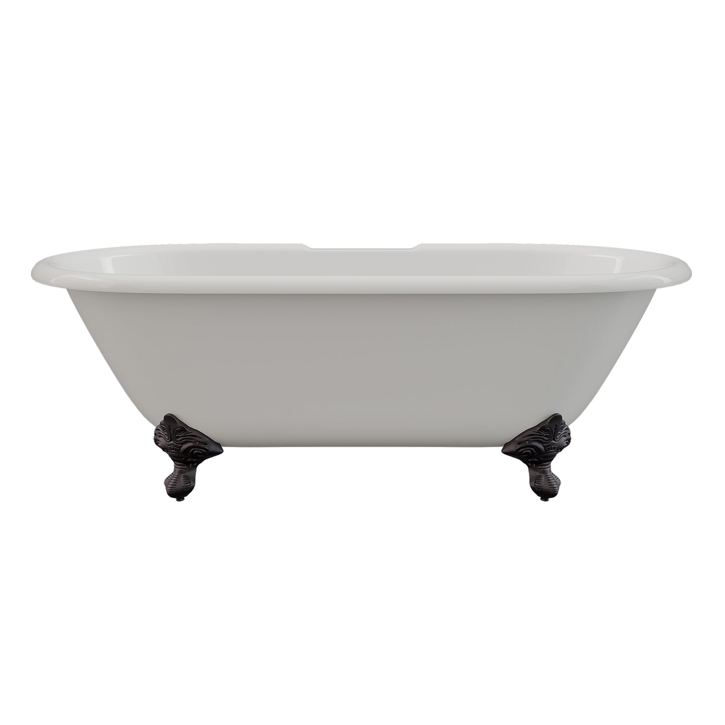 Cambridge Plumbing Cast Iron Double Ended Clawfoot Tub 67" X 30" with  7" Deck Mount Faucet Drillings and Complete Brushed Nickel Plumbing Package With Six Inch Deck Mount Risers DE67-463D-6-PKG-ORB-7DH