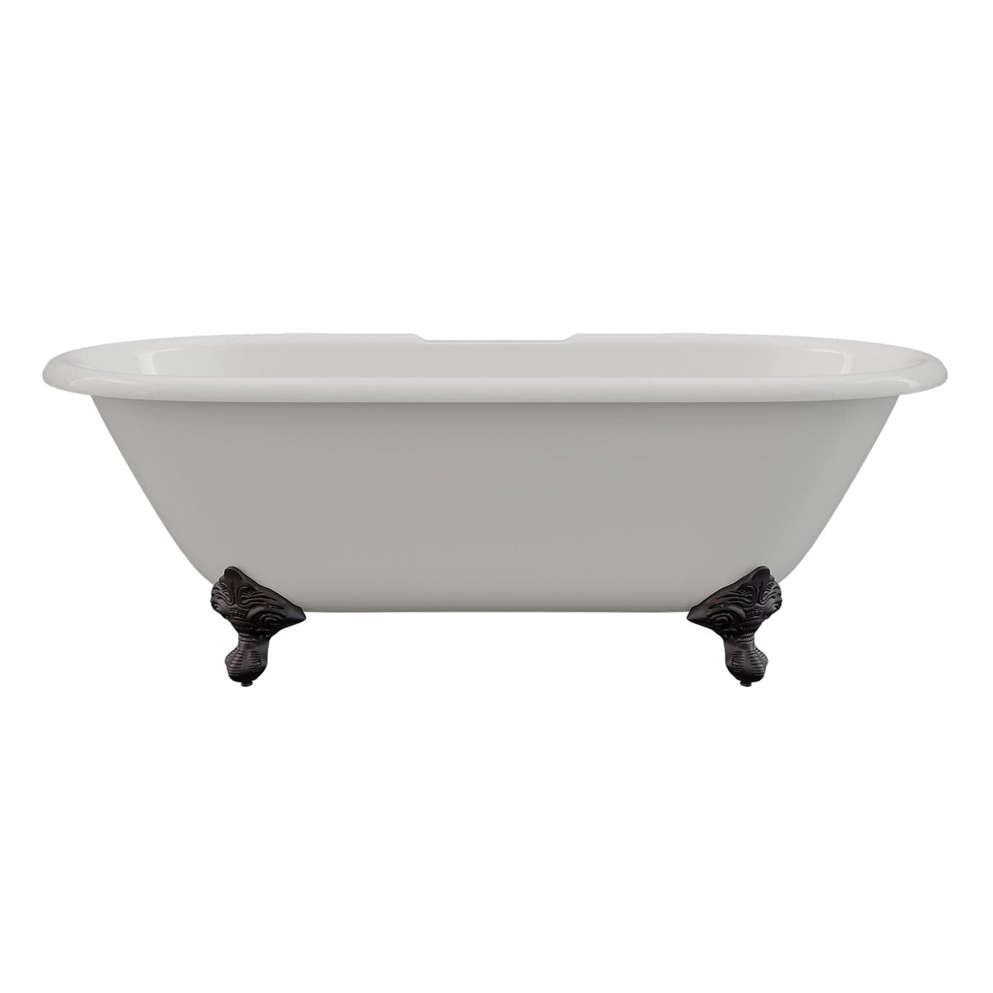 Cambridge Plumbing Cast Iron Double Ended Clawfoot Tub 67" X 30" with 7" Deck Mount Faucet Drillings and Oil Rubbed Bronze Feet DE-67-DH-ORB