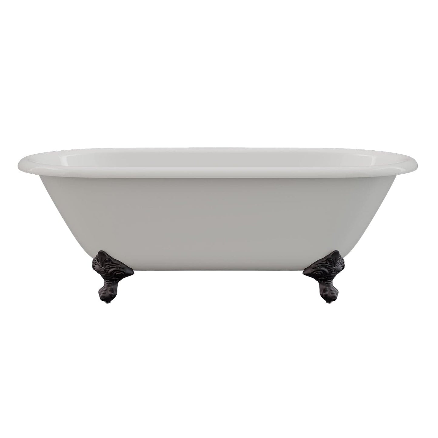 Cambridge Plumbing Cast Iron Double Ended Clawfoot Tub 67" X 30" with No Faucet Drillings and Oil Rubbed Bronze Feet DE-67-NH-ORB