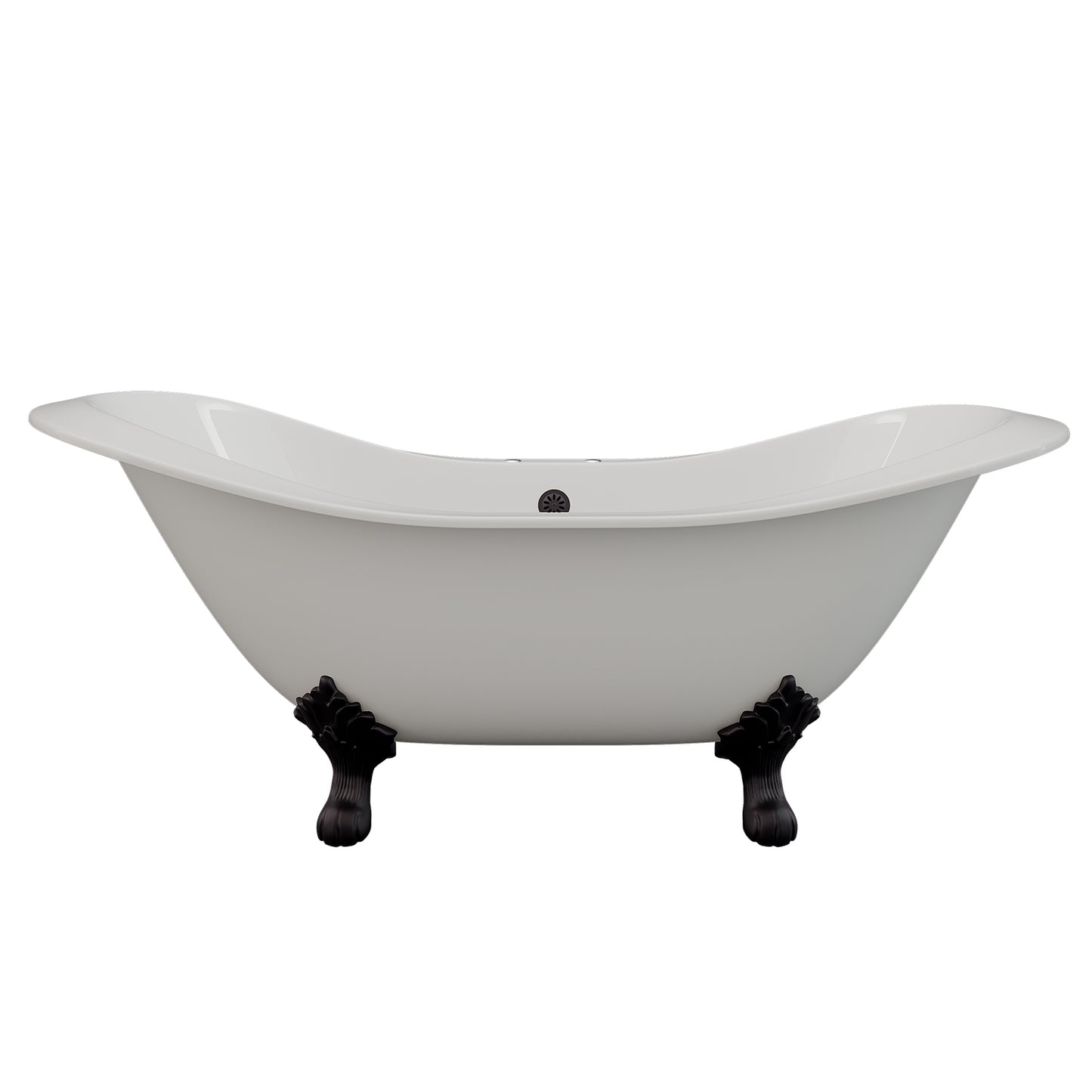 Cambridge Plumbing Cast Iron Double Ended Slipper Tub 71" X 30" with 7" Deck Mount Faucet Drillings and Complete Oil Rubbed Bronze Plumbing Package DES-463D-2-PKG-ORB-7DH