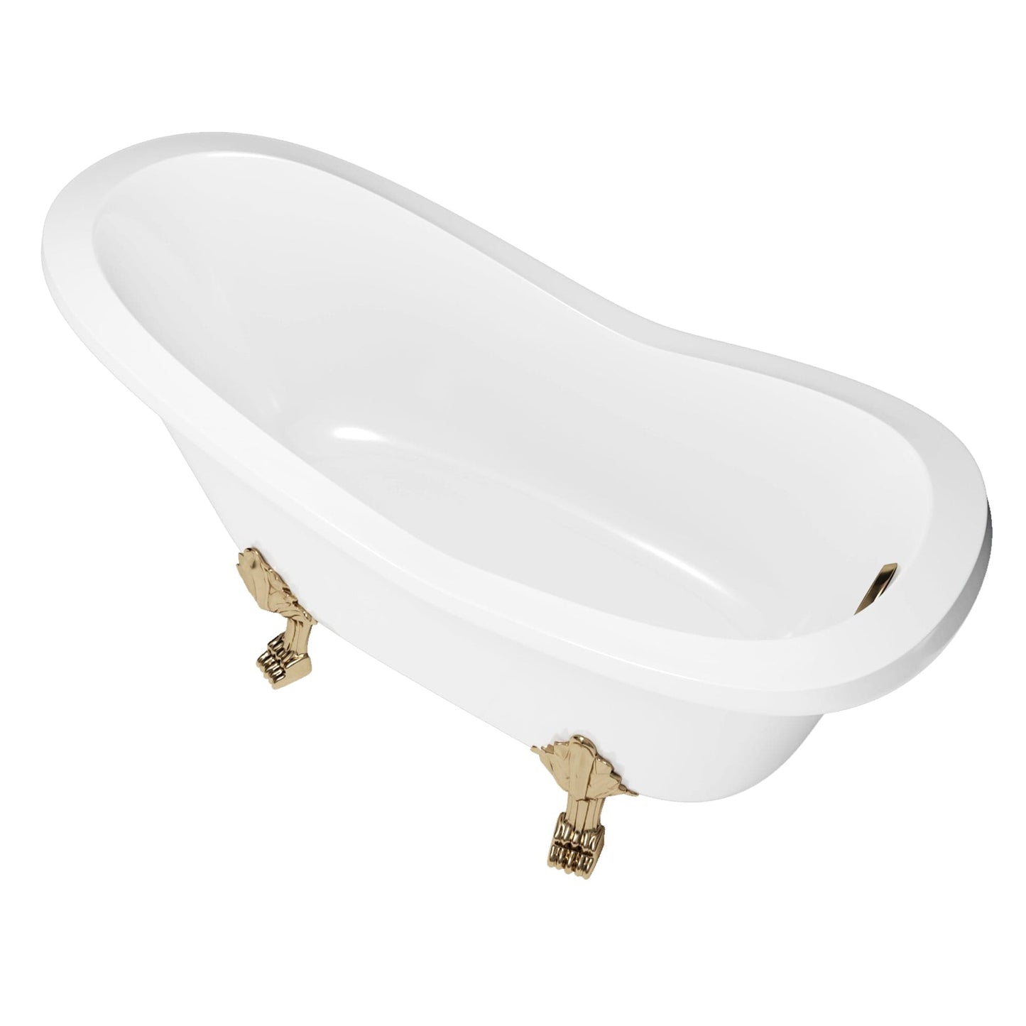 Cambridge Plumbing ES-ST62-NH-AB Dolomite Mineral Composite Clawfoot Slipper Tub with Antique Brass Feet and Drain Assembly 62 x 30