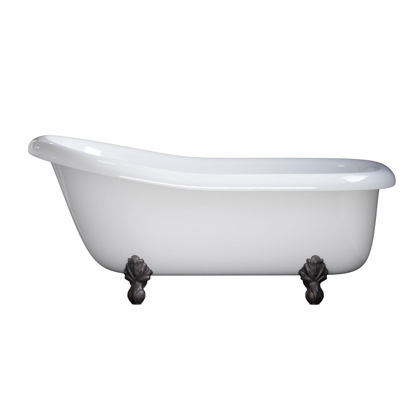 Cambridge USA Quality 66 Inch Clawfoot Slipper Tub with Contiuous Rim and Oil Rubbed Bronze Feet USA-AST66-NH-ORB