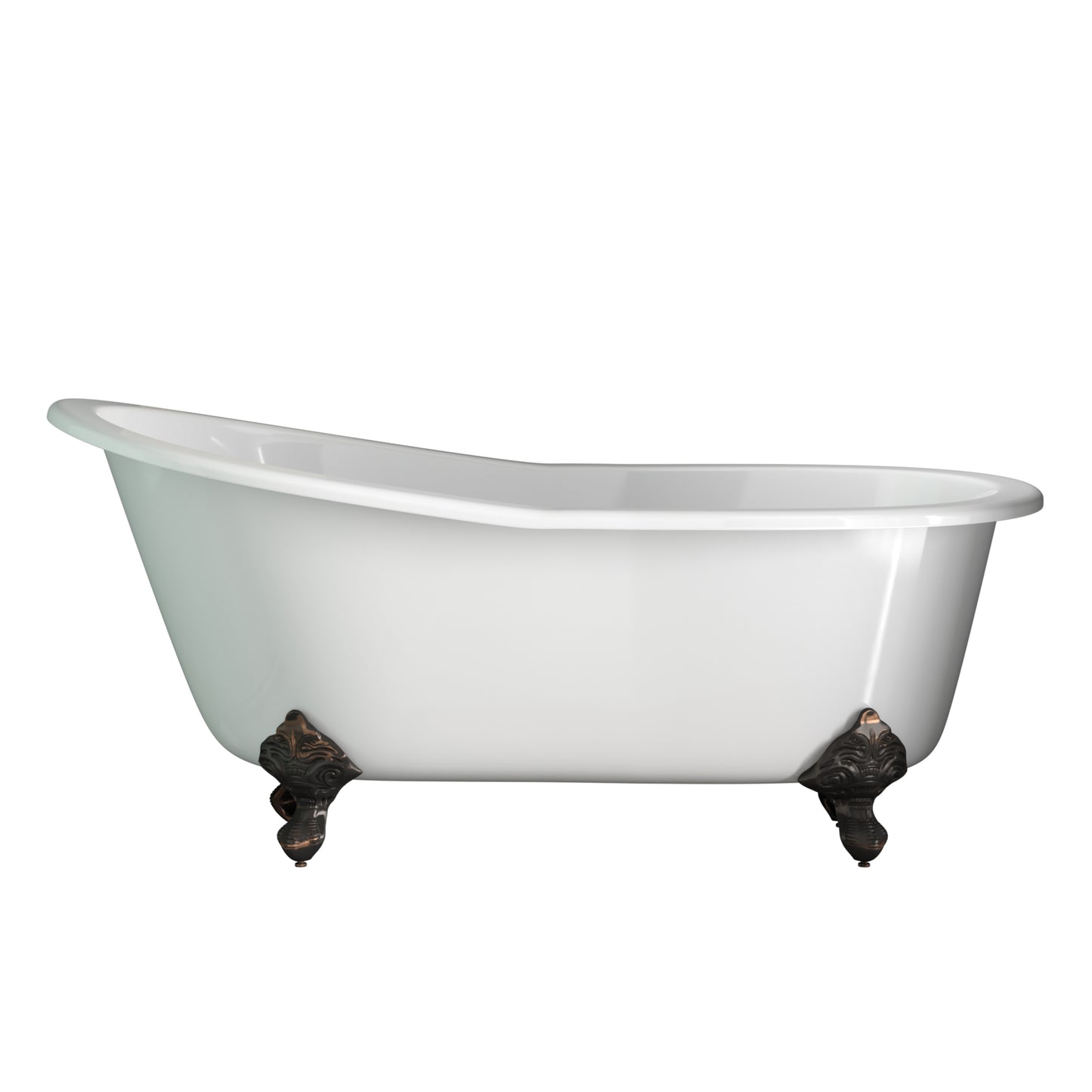 Cambridge Plumbing Cast Iron Slipper Clawfoot Tub 67" X 30" with No Faucet Drillings and Oil Rubbed Bronze Feet ST67-NH-ORB