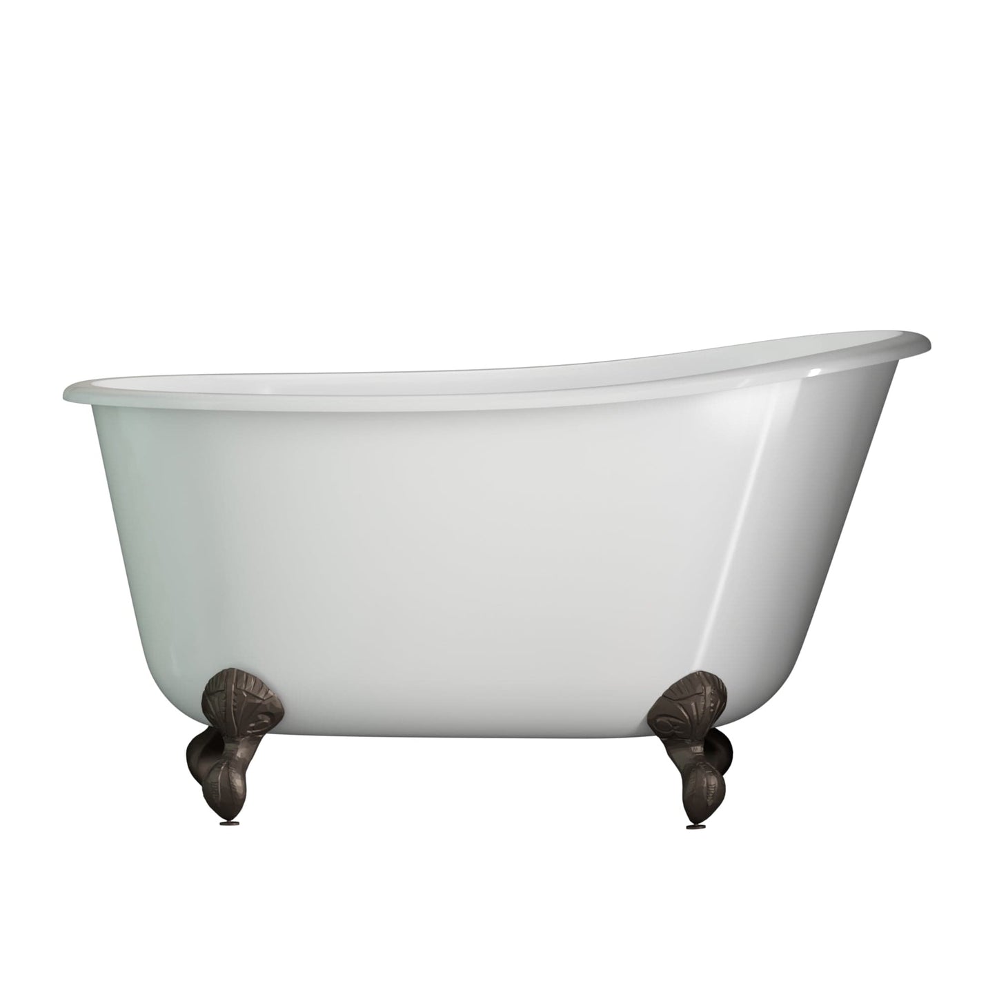 Cambridge Plumbing Cast Iron Swedish Slipper Tub 54" X 30" with No Faucet Drillings and Oil Rubbed Bronze Feet SWED54-NH-ORB