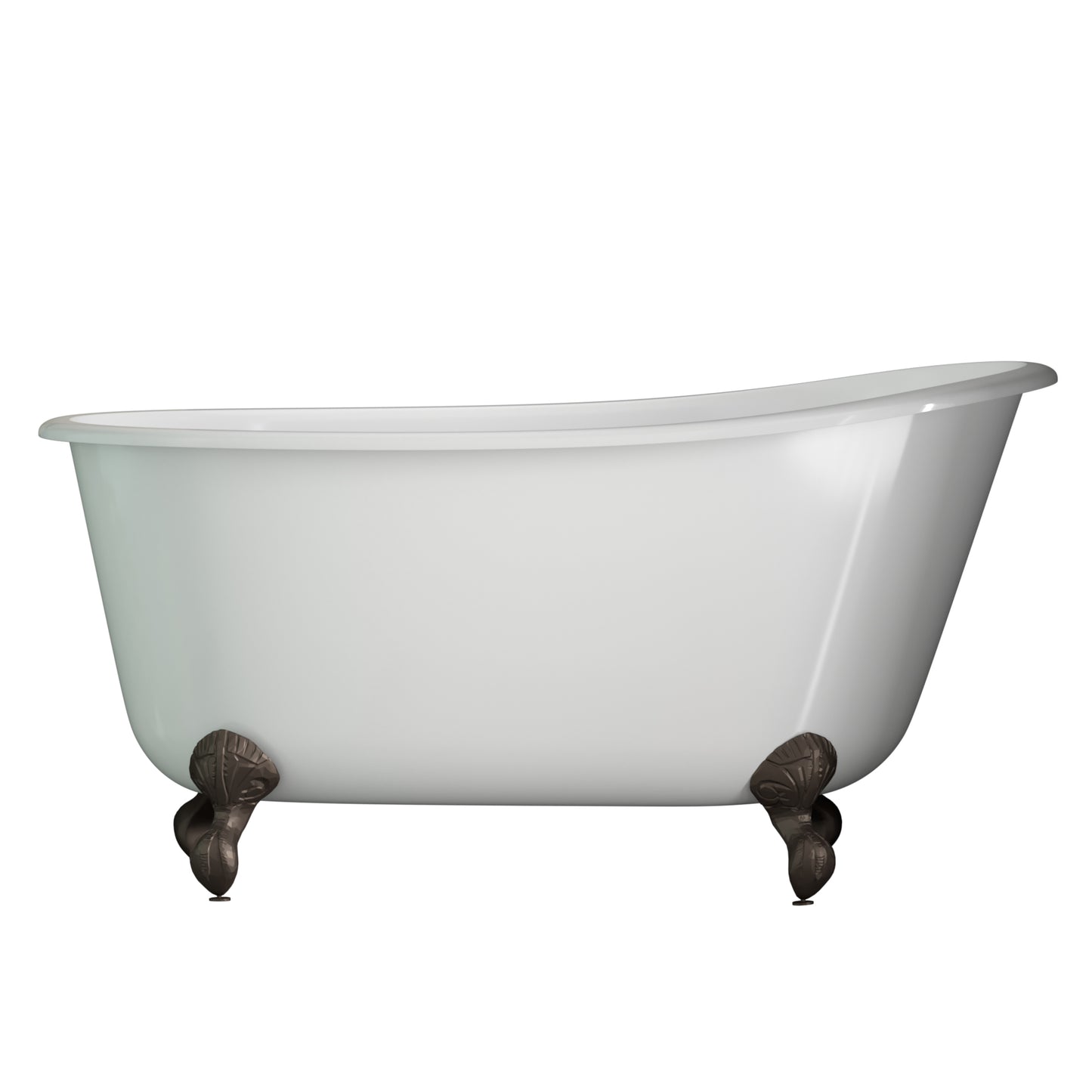 Cambridge Plumbing Cast Iron Swedish Slipper Tub 58" X 30" with No Faucet Drillings and Oil Rubbed Bronze Feet SWED58-NH-ORB