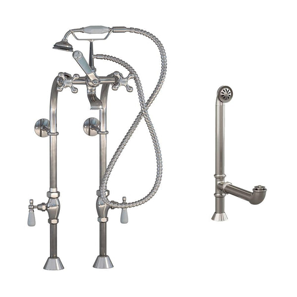 Cambridge Complete Brushed Nickel Free Standing Plumbing Package for Clawfoot Tub CAM398463-PKG-BN