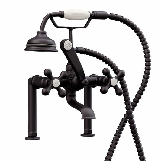 Cambridge Clawfoot Tub 6" Deck Mount Brass Faucet with Hand Held Shower-Oil Rubbed Bronze  CAM463D-6-ORB