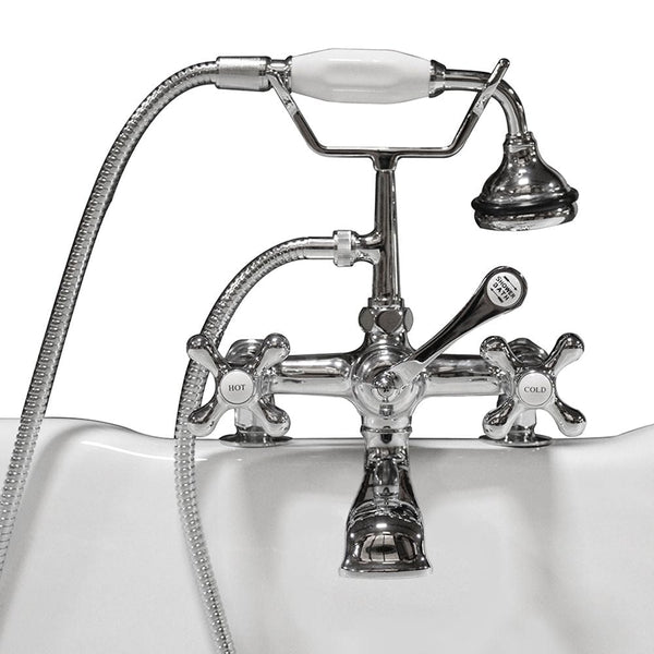 Cambridge Clawfoot Tub Deck Mount Brass Faucet with Hand Held Shower-Polished Chrome CAM463-2-CP