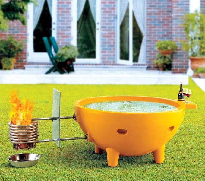 ALFI brand Orange FireHotTub The Round Fire Burning Portable Outdoor Hot Bath Tub