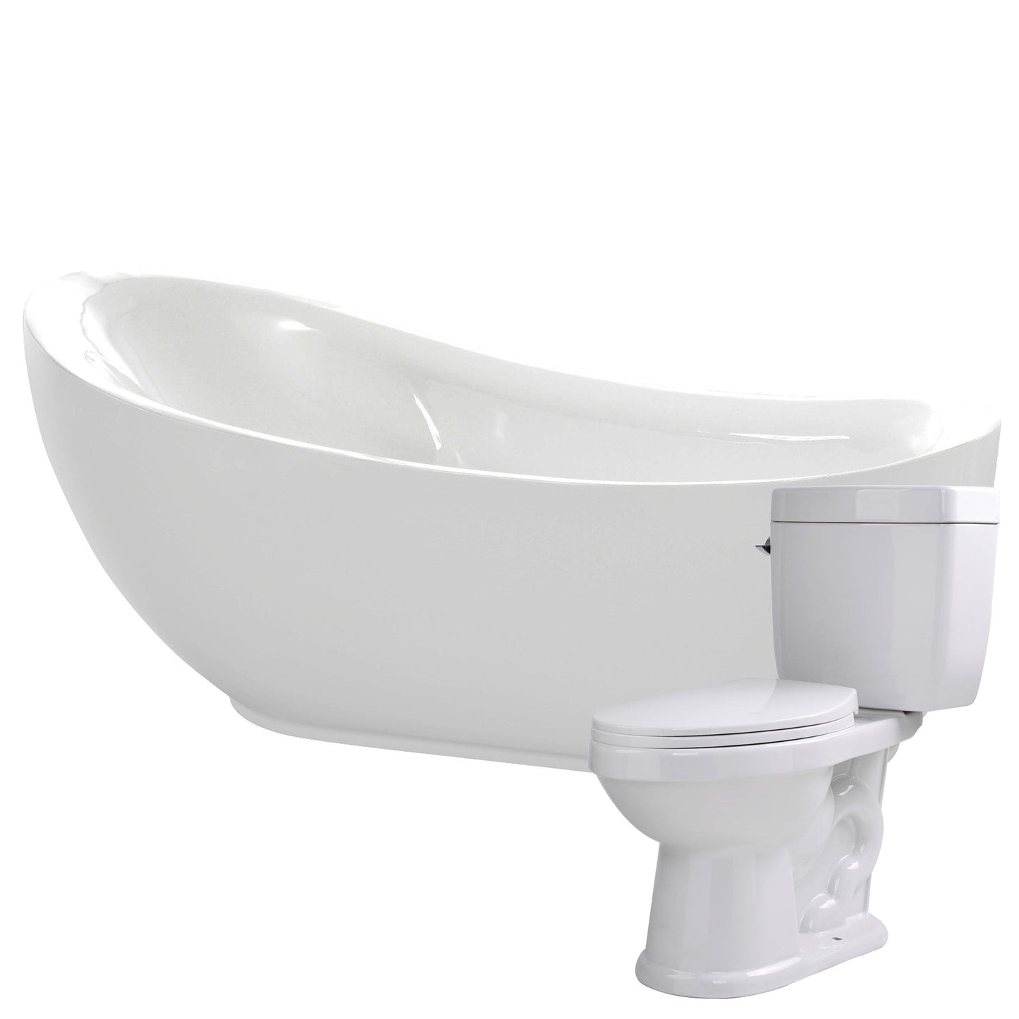 Anzzi Brand FTAZ090-T055 Talyah 71 in. Acrylic Soaking Bathtub with Kame 2-piece 1.28 GPF Single Flush Toilet