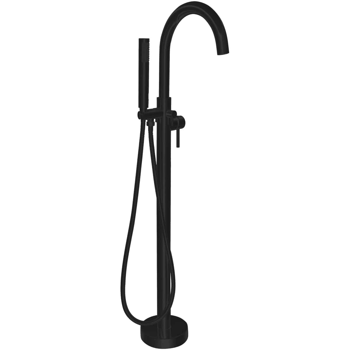 Anzzi Brand FS-AZ0047BK Coral Series 2-Handle Freestanding Claw Foot Tub Faucet with Hand Shower in Matte Black