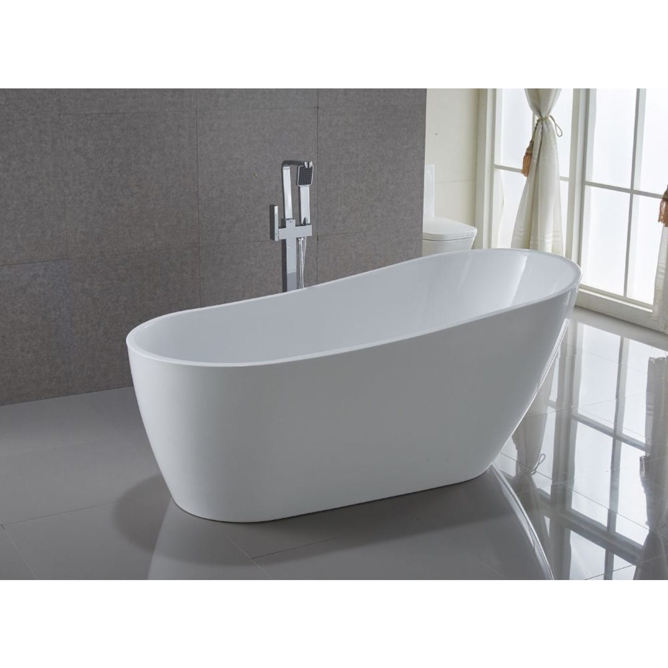 Anzzi Brand FT-AZ093 Trend Series 5.58 ft. Freestanding Bathtub in White