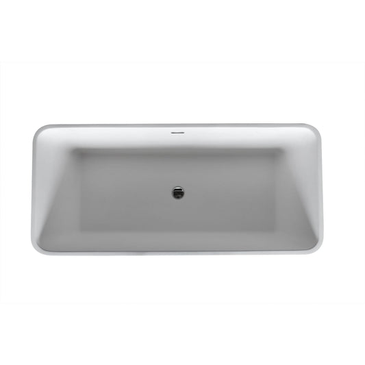 Anzzi Brand FT-AZ501 Cenere 4.9 ft. Man-Made Stone Center Drain Freestanding Bathtub in Matte White