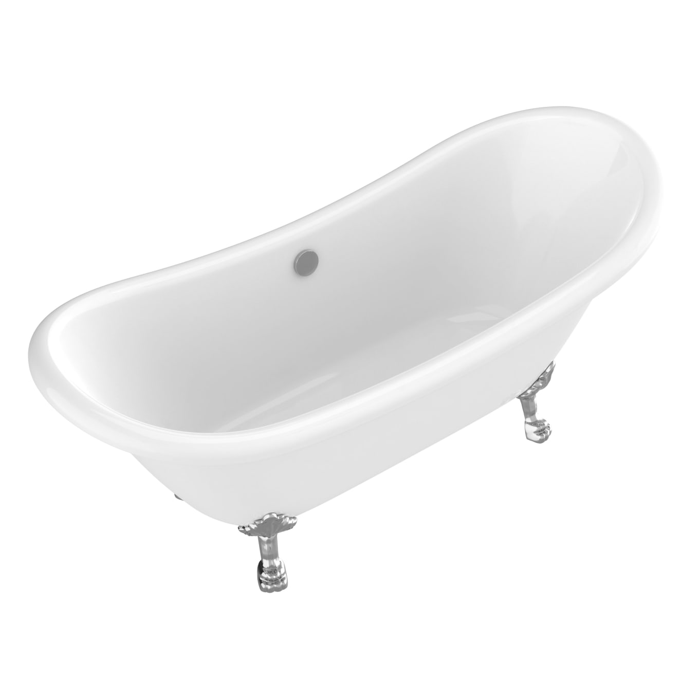 Anzzi Brand FT-CF130LXFT-CH 69.29” Belissima Double Slipper Acrylic Claw Foot Tub in White