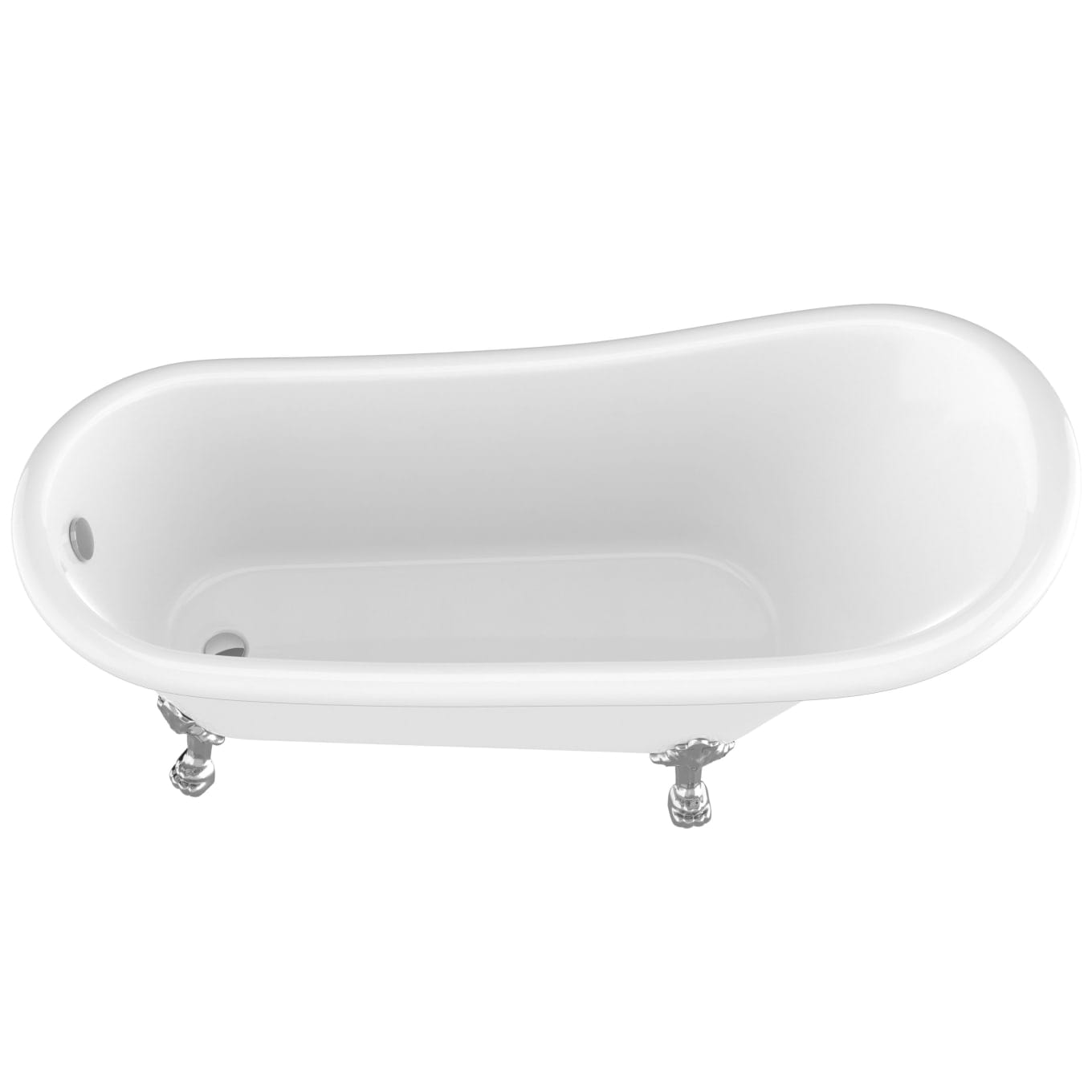 Anzzi Brand FT-CF131LXFT-CH 67.32” Diamante Slipper-Style Acrylic Claw Foot Tub in White