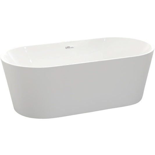 Anzzi Brand FTAZ098-0042C Chand 67 in. Acrylic Flatbottom Non-Whirlpool Bathtub in White with Havasu Faucet in Polished Chrome