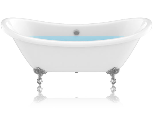 Anzzi Brand FT-CF130FAFT-CH 69.29” Belissima Double Slipper Acrylic Claw Foot Tub in White