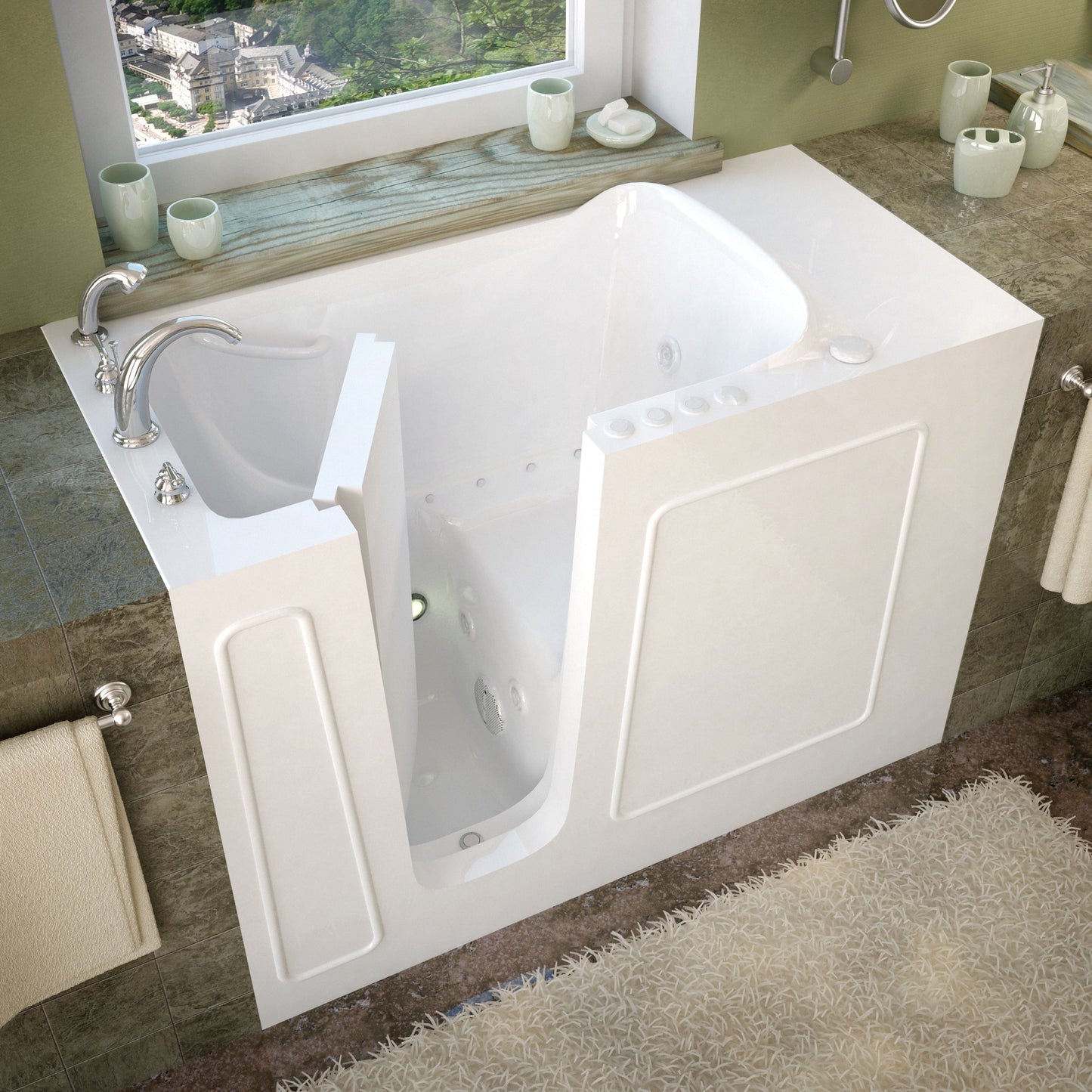 MediTub Walk-In 26 x 53 Left Drain White Whirlpool & Air Jetted Walk-In Bathtub 2653LWD