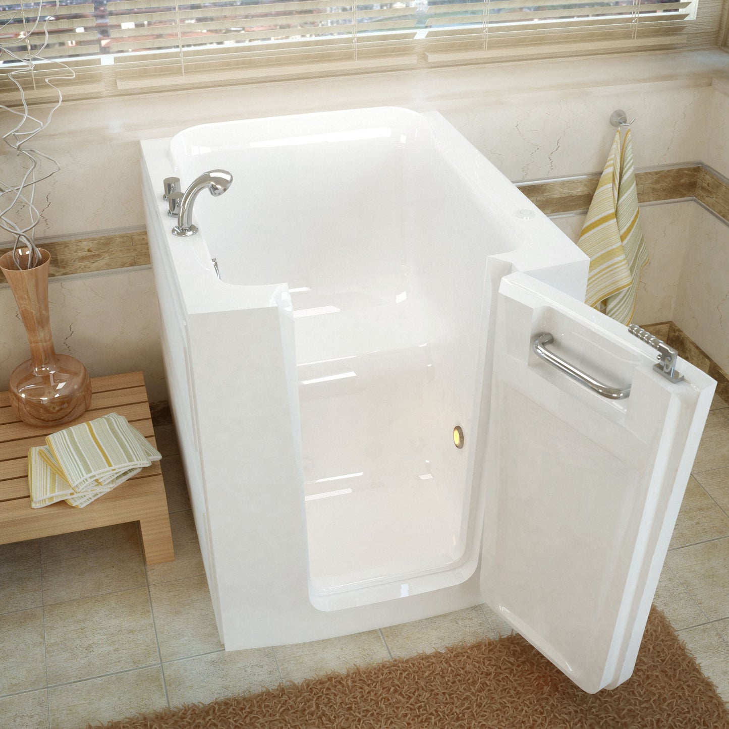 MediTub Walk-In 32 x 38 Right Door White Soaking Walk-In Bathtub 3238RWS 