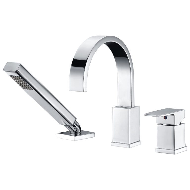 Anzzi Brand FR-AZ473 Nite Series Single-Handle Deck-Mount Roman Tub Faucet with Handheld Sprayer in Polished Chrome