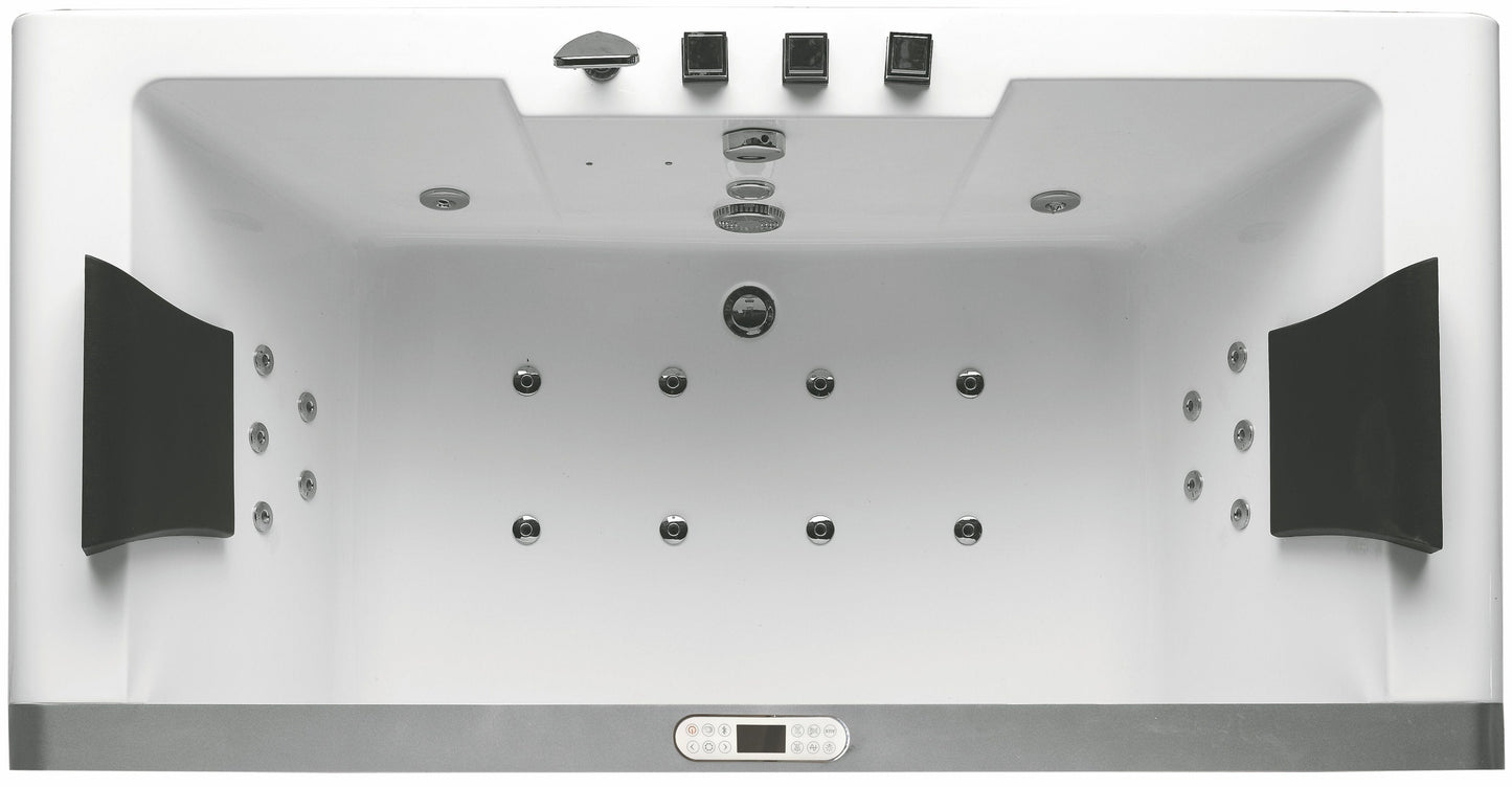 EAGO AM196ETL 6 ft Clear Rectangular Acrylic Whirlpool Bathtub for Two