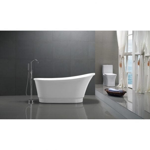 Anzzi Brand FT-AZ095 Prima 67 in. Acrylic Flatbottom Non-Whirlpool Bathtub in White