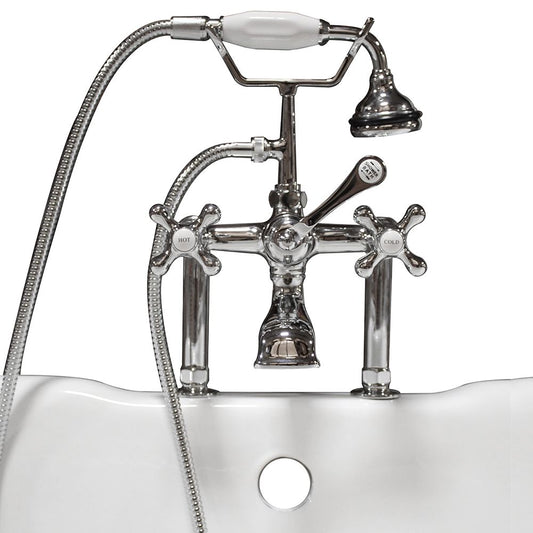 Cambridge Clawfoot Tub 6" Deck Mount Brass Faucet with Hand Held Shower-Polished Chrome CAM463D-6-CP