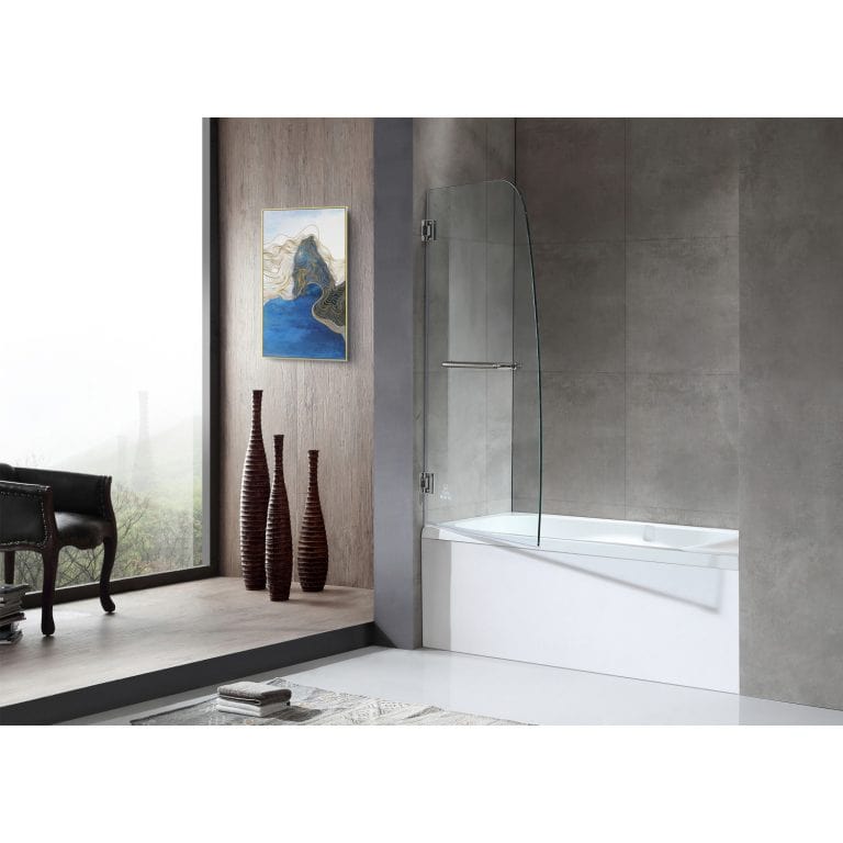 Anzzi Brand SD-AZ10-01BN Grand Series 34 in. by 58 in. Frameless Hinged Tub Door in Brushed Nickel