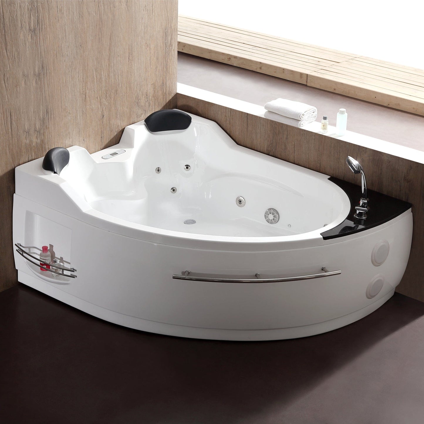 EAGO AM113ETL-R 5.5 ft Right Corner Acrylic White Whirlpool Bathtub for Two