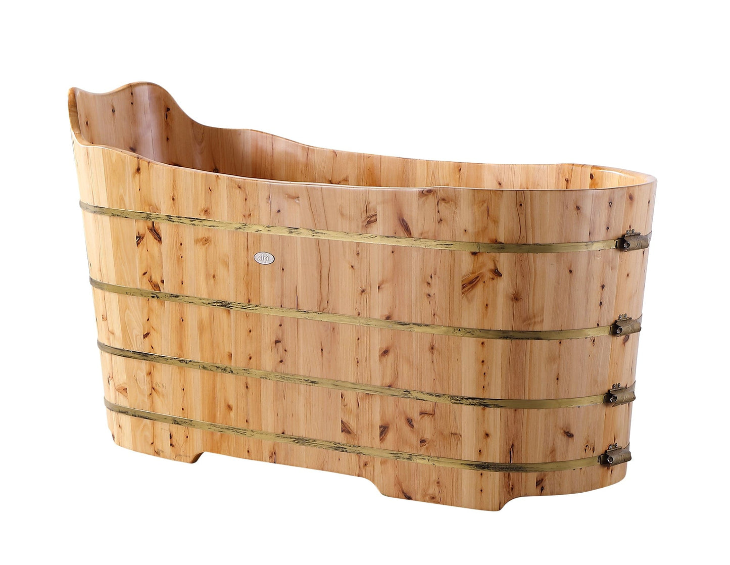 ALFI brand AB1103 59" Free Standing Cedar Wood Bathtub with Bench AB1103