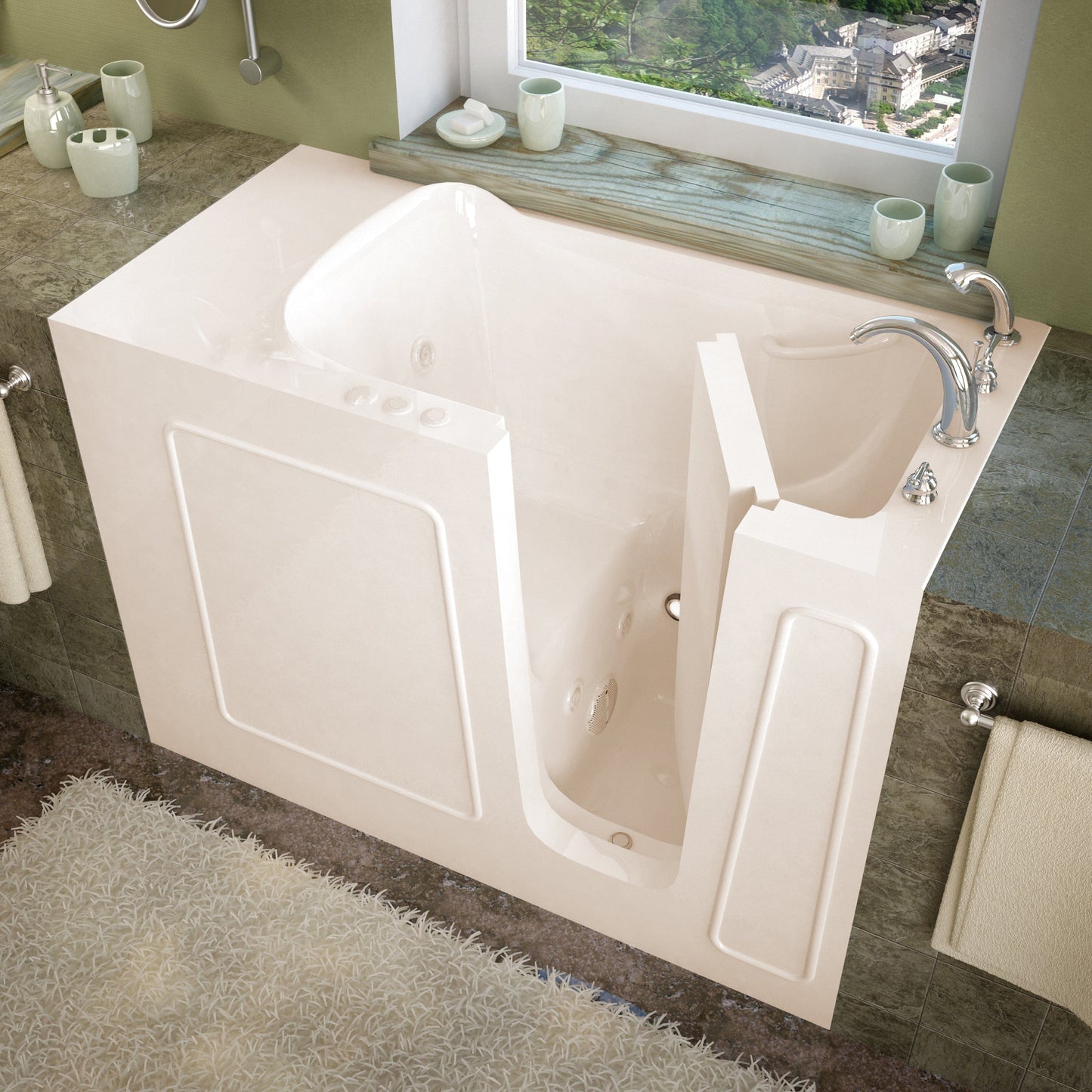 MediTub Walk-In 26 x 53 Right Drain Biscuit Whirlpool Jetted Walk-In Bathtub 2653RBH