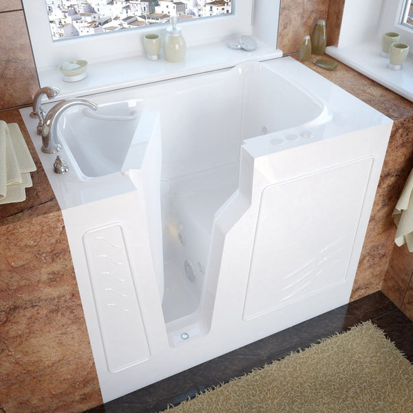 MediTub Walk-In 26 x 46 Left Drain White Whirlpool Jetted Walk-In Bathtub 2646LWH