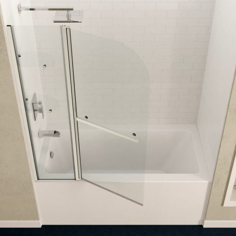 Anzzi Brand SD-AZ054-01BN Galleon 48 in. x 58 in. Frameless Tub Door with TSUNAMI GUARD in Brushed Nickel