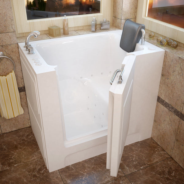 MediTub Walk-In 27 x 39 Left Drain White Air Jetted Walk-In Bathtub 2739LWA