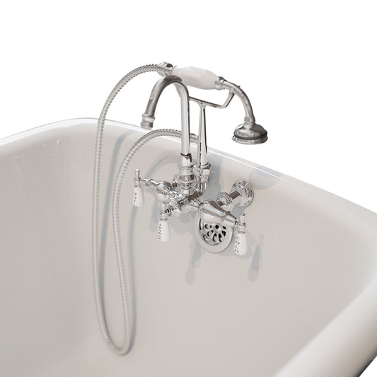 Cambridge Clawfoot Tub Brass Wall Mount Faucet with Hand Held Shower-Polished Chrome CAM684BTW-CP         